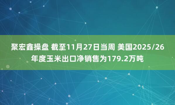 聚宏鑫操盘 截至11月27日当周 美国2025/26年度玉米出口净销售为179.2万吨